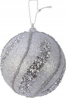 Kaemingk Bombka na choinkę nietłukąca srebrna brokat 8 cm