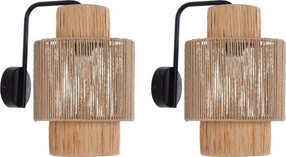 Beliani Zestaw 2 lamp ściennych rafia naturalny JAMMA