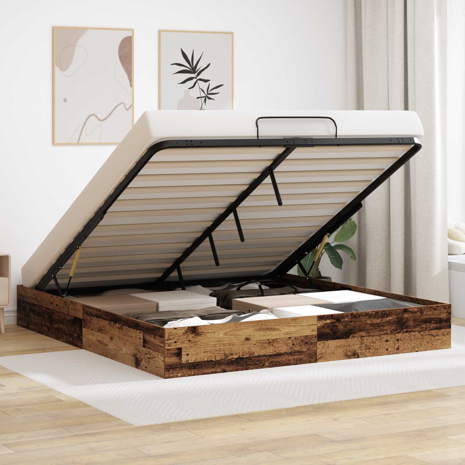 vidaXL Łóżko otomanowe Stare drewno 193 x 120 x 25 cm Płyta wiórowa