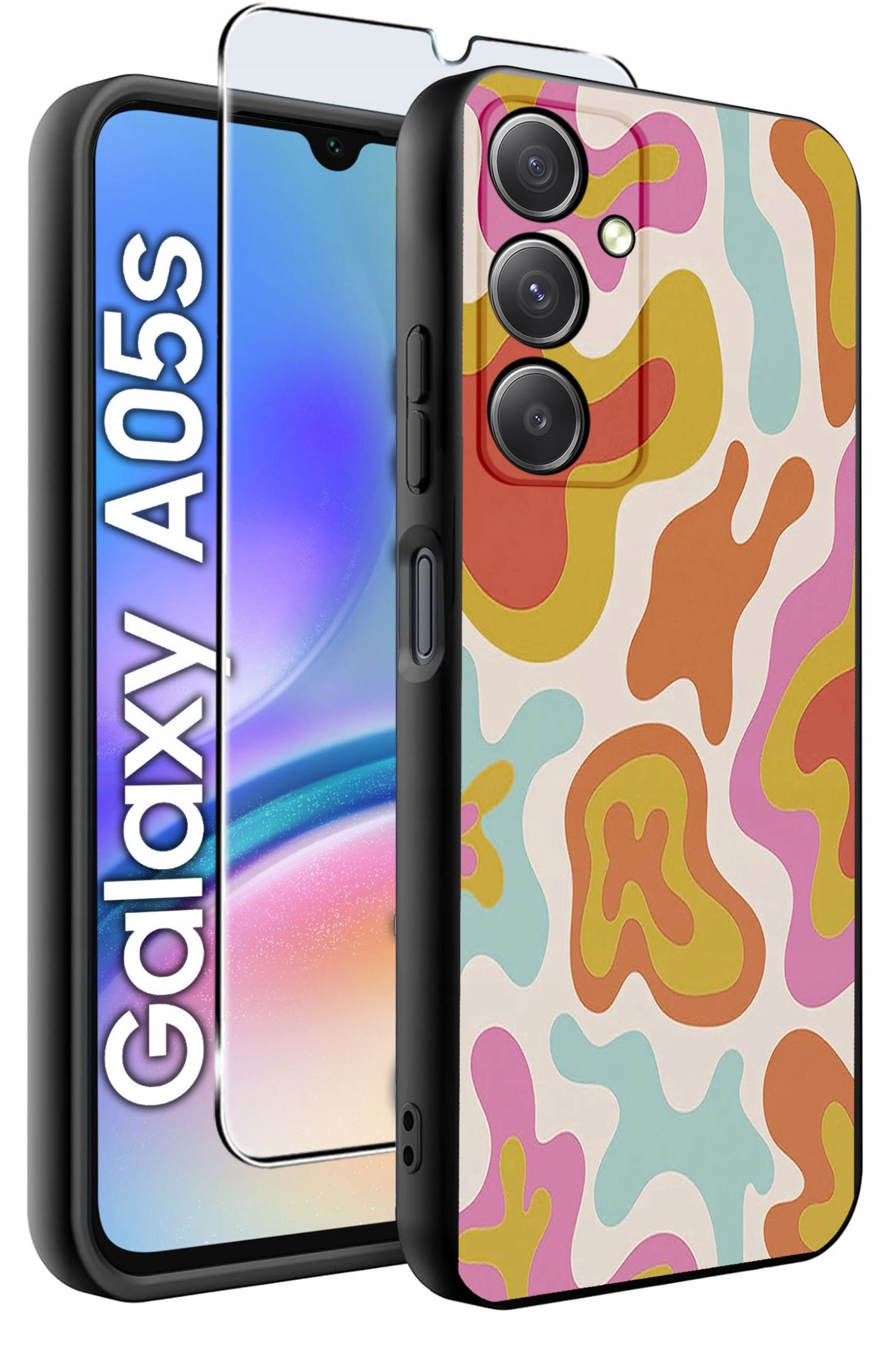 ETUI do Samsung A05s WZORY | SILIKONOWE MATT CASE + SZKŁO 9H