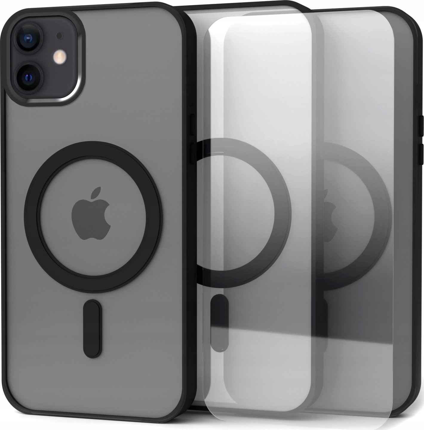 Hello Case Etui Magsafe Do Apple iPhone 12 / 12 Pro (Czarne Matowe, Wzmacniane) Szkło