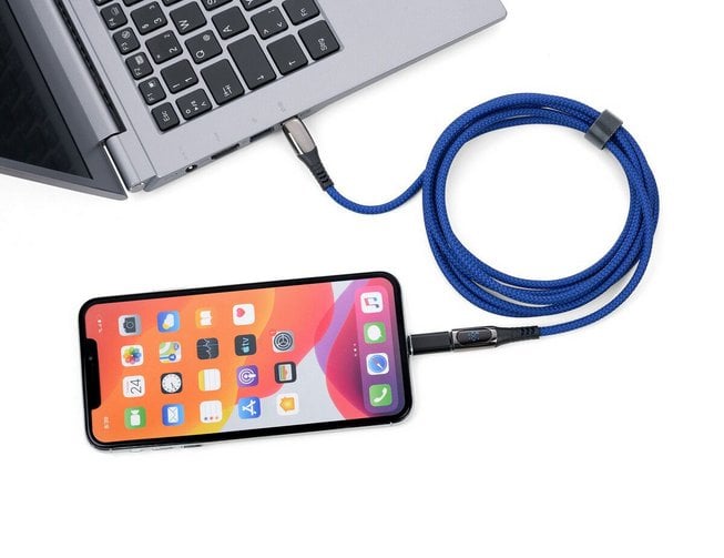 Kabel USB Troika USB-C - USB-C + Lightning 2 m Niebieski (CBL20/DB)