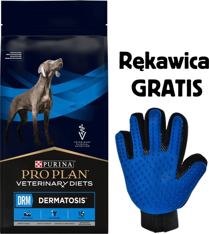 Purina Pro Plan PRO PLAN Veterinary Diets DRM Dermatosis Karma sucha dla psa 12kg + Rękawica do czesania GRATIS!