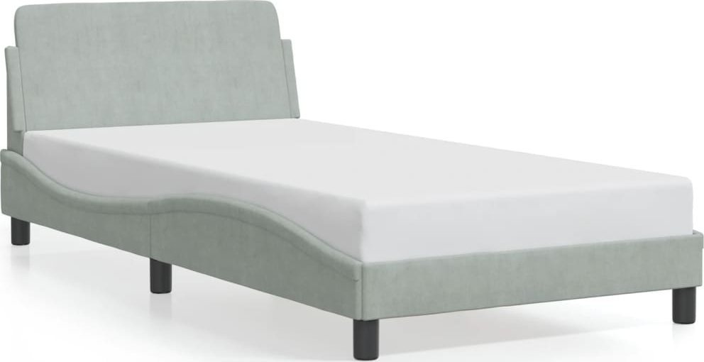 vidaXL Rama łóżka z zagłówkiem, jasnoszara, 100x200 cm, aksamitna