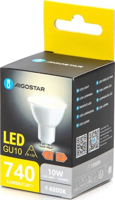 Aigostar Żarówka reflektorek biała neutralna LED GU10 10W 4000K Żarówka reflektorek biała neutralna LED GU10 10W 4000K