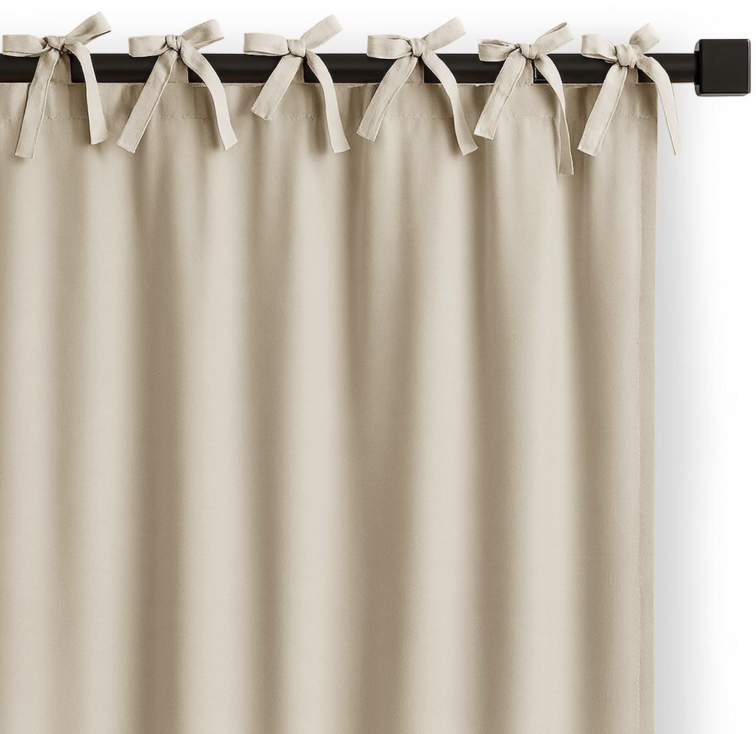 Zasłona j. beżowa CARLI 140x250 cm matowa na troczkach do salonu Restilo