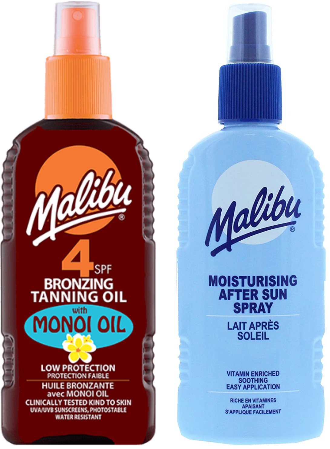 Malibu SPF4 Olejek Brązujący Z Monoi + Balsam W Sprayu Po Opalaniu 200ml