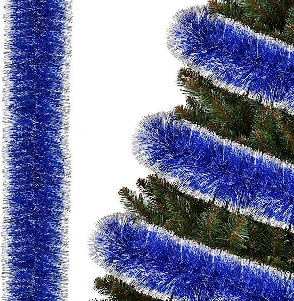 Springos Łańcuch na choinkę 6m granatowo-srebrny girlanda choinkowa, średnica 10cm UNIWERSALNY