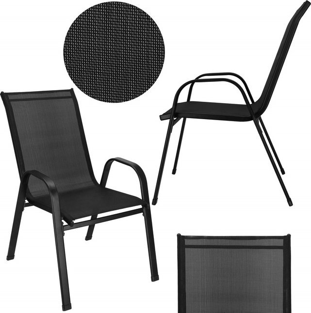 Krzesła ogrodowe 2 szt. zestaw metalowe do 120 kg, na taras balkon czarne UNIWERSALNY