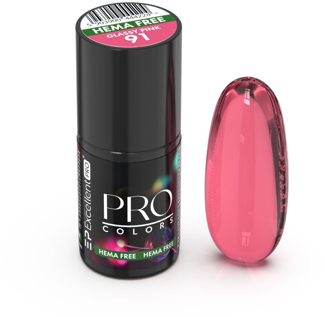 Excellent PRO Pro Colors Hema Free lakier hybrydowy 91 Glassy Pink 7g