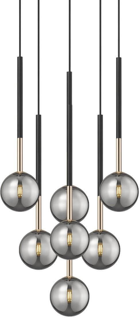 Wisząca lampa kule Arcturus P0574-07F-SDFZ Zumaline czarny złoty dymiony