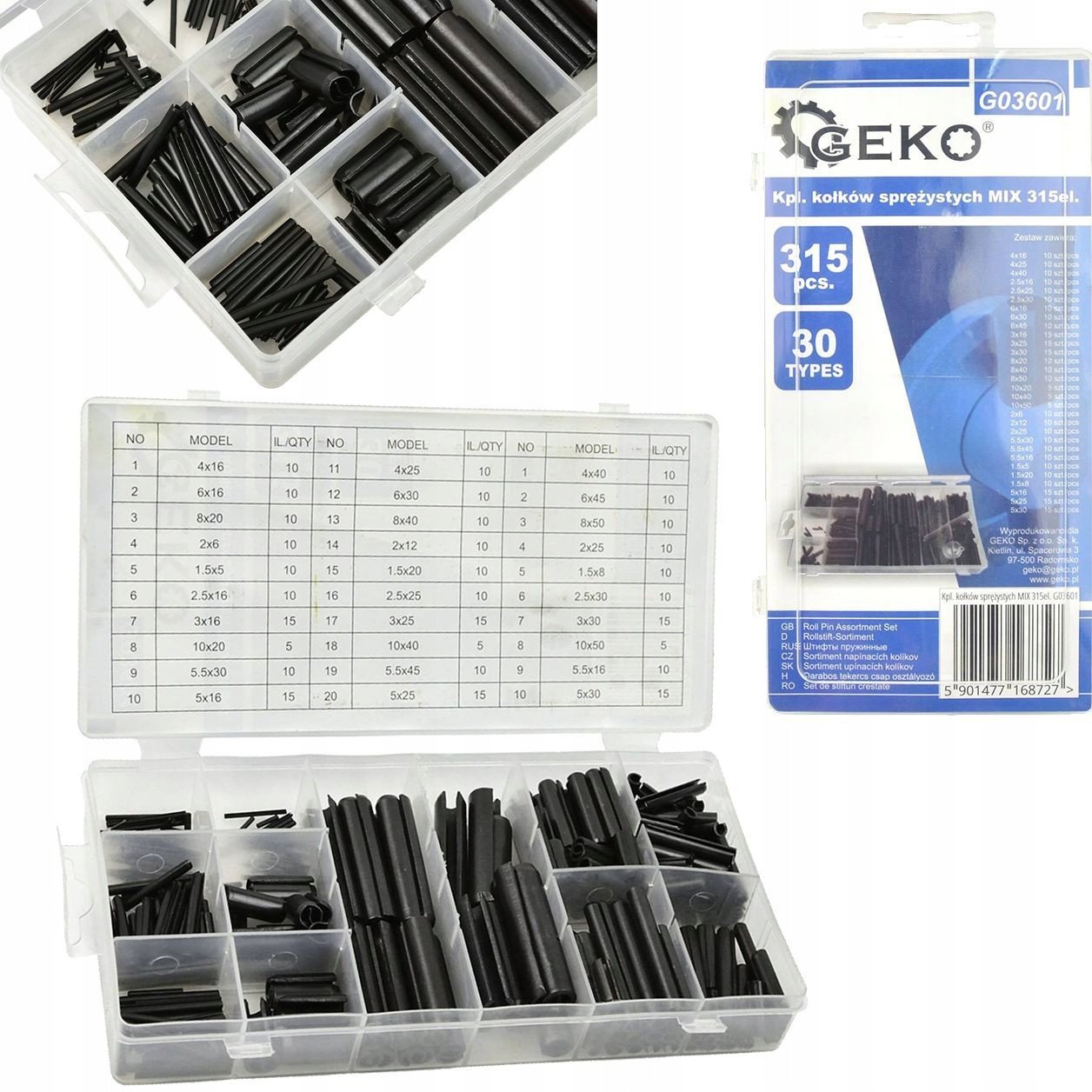 Kpl. kołków sprężystych MIX 315el. (20)