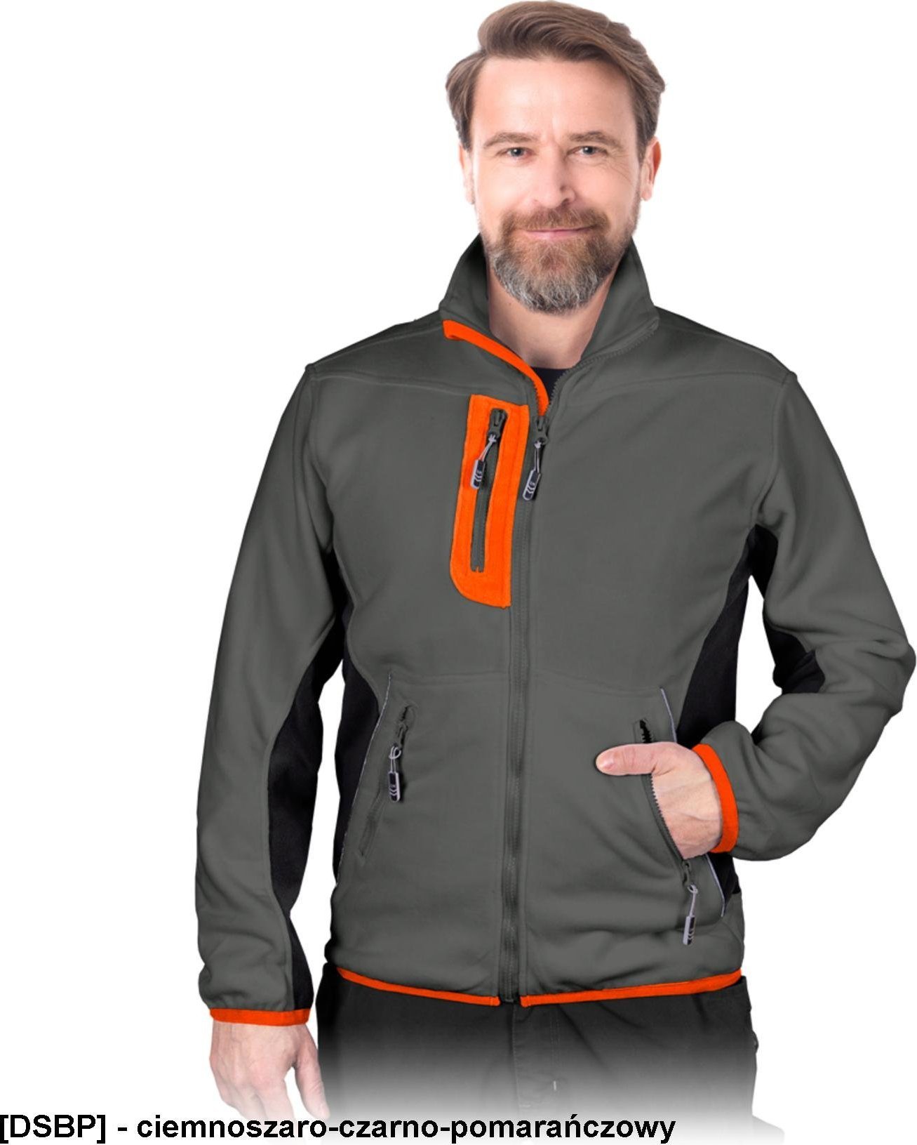 R.E.I.S. LH-FMN-P - Bluza polarowa - ciemnoszaro-czarno-pomarańczowy XL