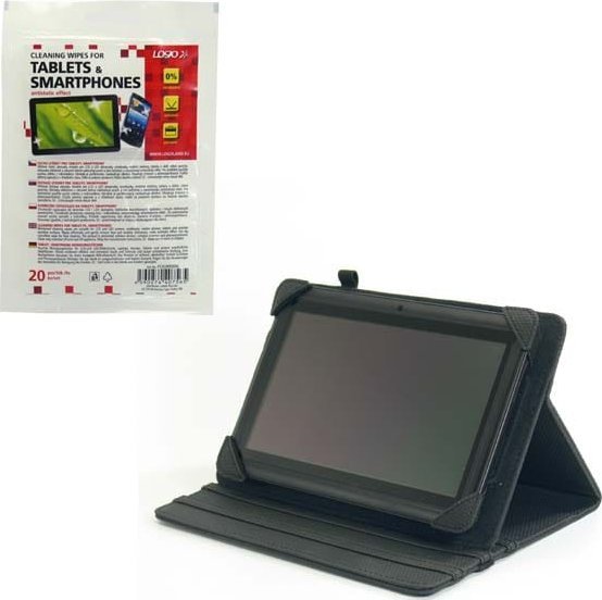 Etui na tablet All New Opakowanie na 7"-8", Obal, biznes, czarny, Poliuretan, z podstawką, + Chusteczki czyszczące do tabletu, Logo, All New