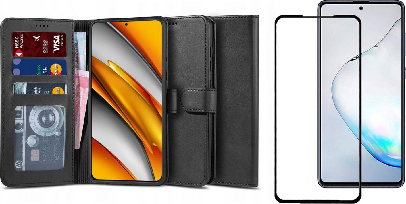 Braders Etui Wallet 2 + Szkło Pełne Full Glue do Xiaomi Poco F3