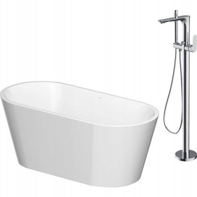 Wanna Cersanit SET B722: Wanna wolnostojąca owalna CREA 160x75 z baterią wolnostojącą CREA chrom (S601-141)