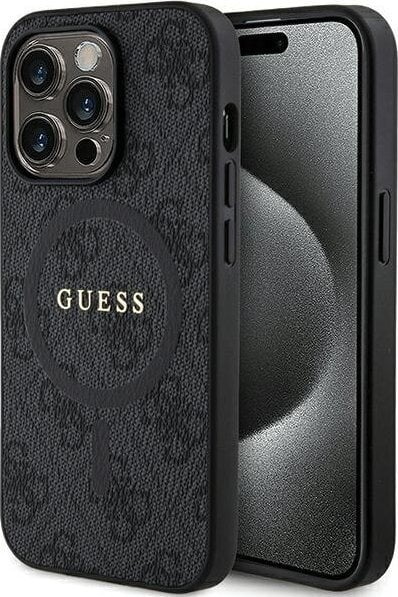 Guess GUHMP14LG4GFRK iPhone 14 Pro 6.1" czarny/black hardcase 4G Collection Leather Metal Logo MagSafe