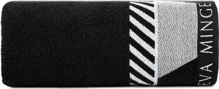Eurofirany Ręcznik z bawełny z drukowaną bordiurą EVA Minge 70X140 czarny
