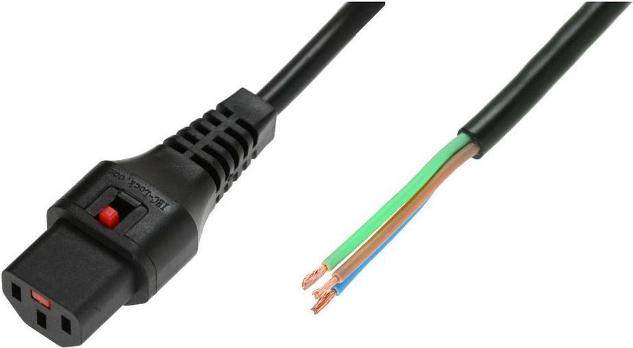Kabel zasilający Digitus IEC LOCK, 3x1mm2, 2m, czarny (IEC-PC1025)