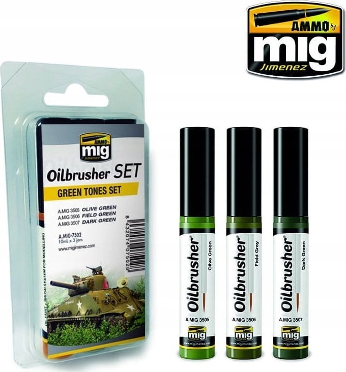 Vallejo Ammo: Oilbrusher Set - Green Tones Set