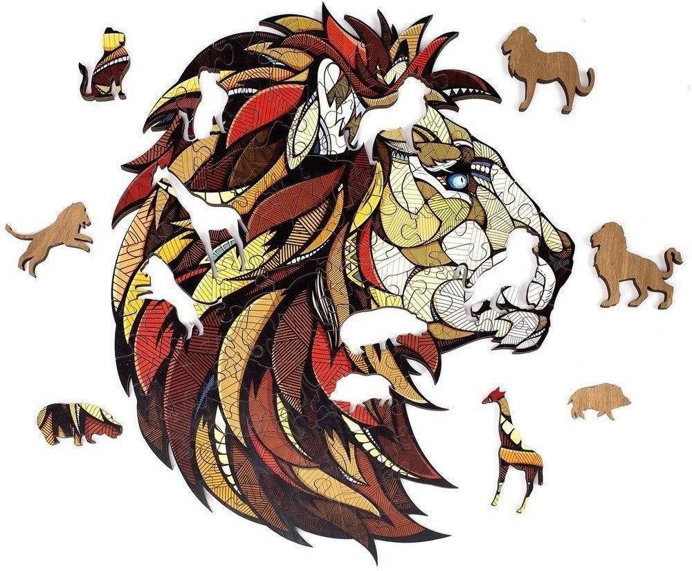 Puzzle Drewniane 2D Układanka Lew
