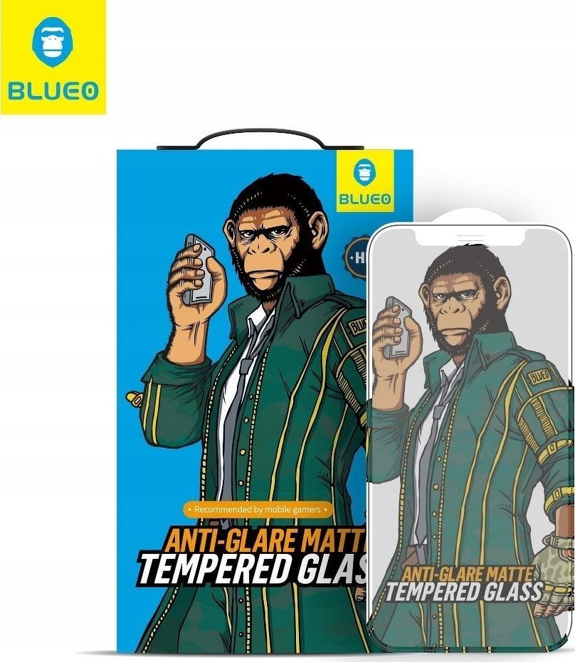 Blueo Szkło Hartowane 5D Mr. Monkey Glass - Apple iPhone 13 Pro Max / 14 Plus czarny (Strong Matte)