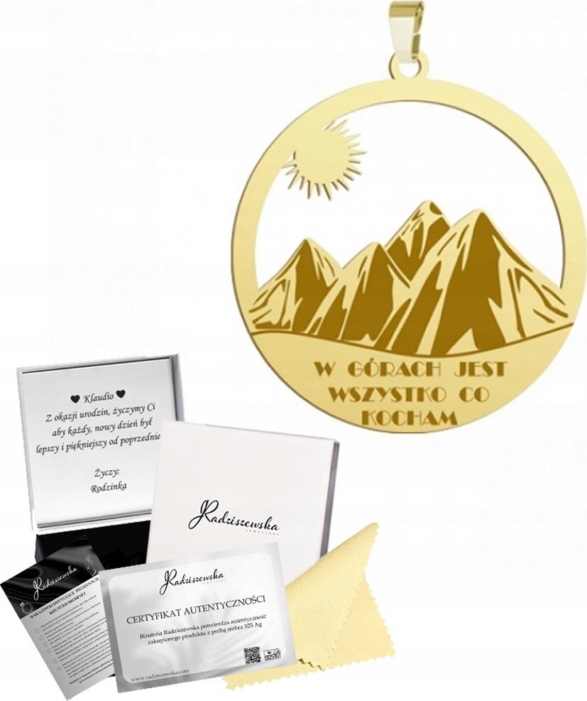 Radziszewska Jewellery Złota Zawieszka z Górami Góry Biżuteria Srebro 925 Prezent GRAWER GRATIS