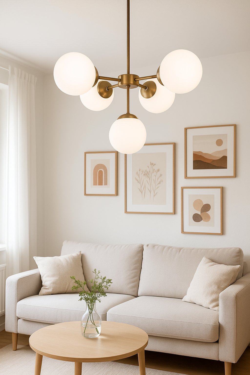 Lampa z mosiądzu z kulami nowoczesna lampa wisząca do salonu