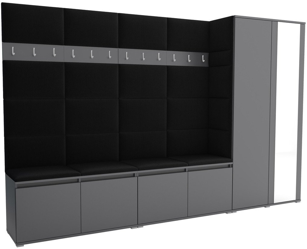 Tapicerowana garderoba Noris V z lustrem - kolor antracyt + tkanina Trinity 16