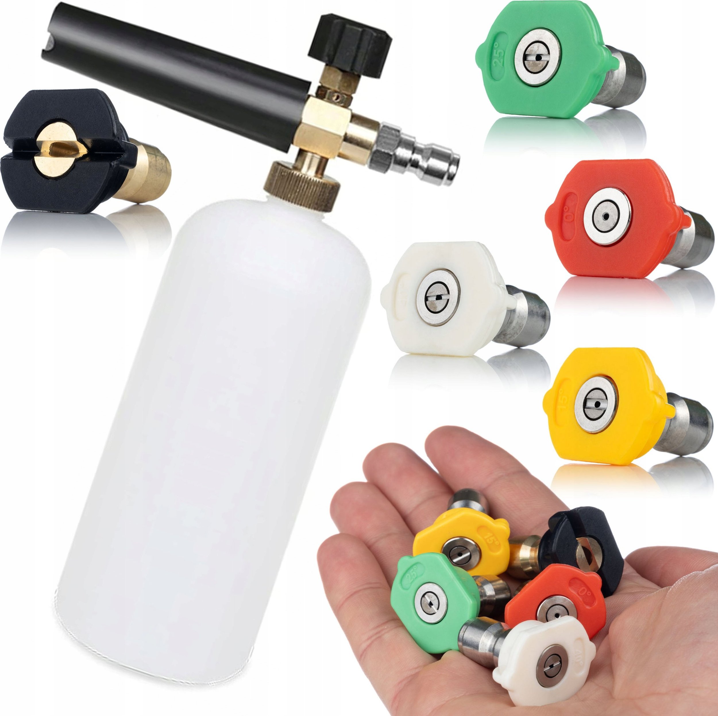 Rosfix ZESTAW 5 DYSZ DO MYJKI CIŚNIENIOWEJ SZYBKOZŁĄCZA PIANOWNICA 1L LAVOR ROSFIX