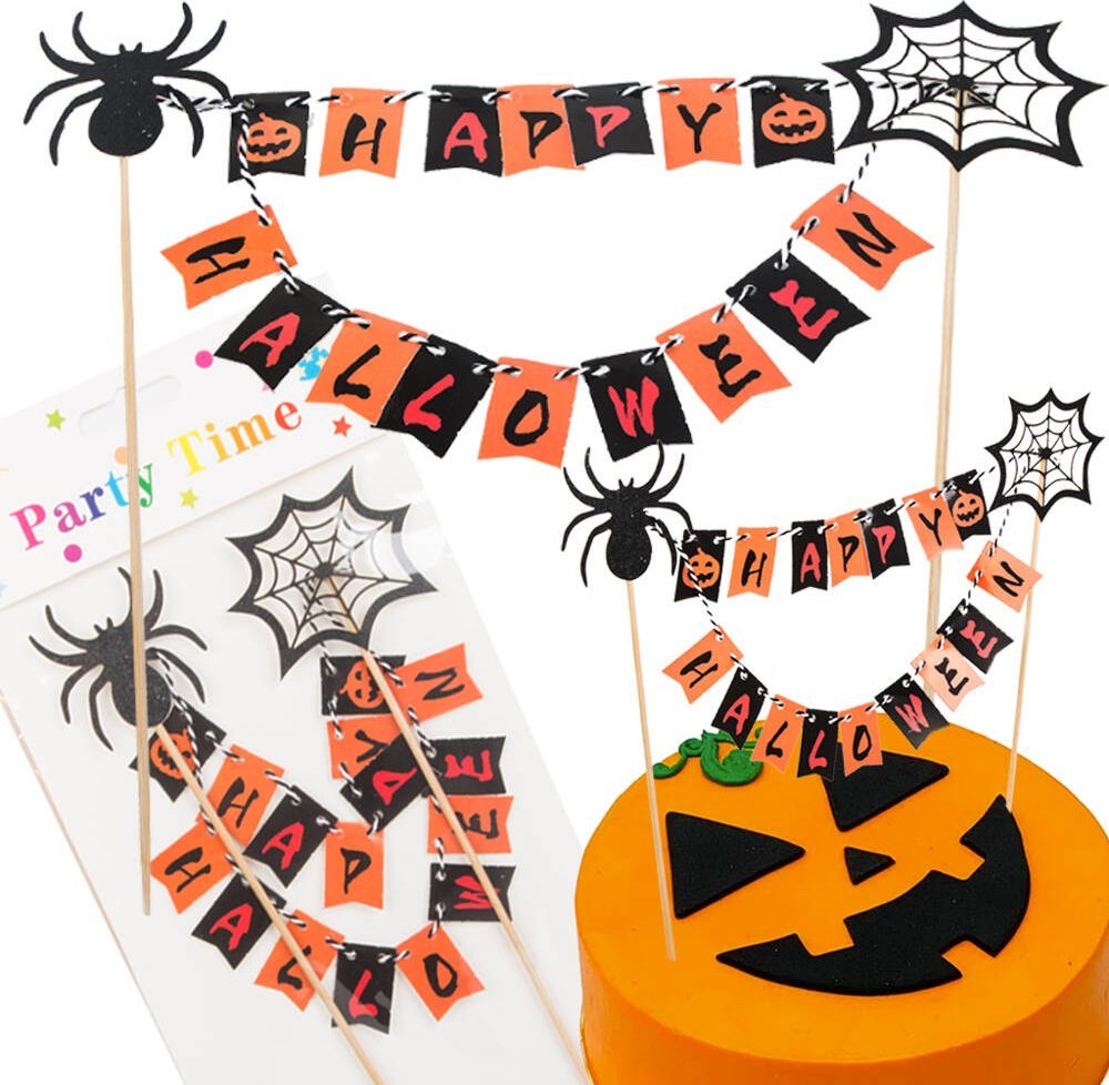 Verk Dekoracja halloween na ciasto tort na babeczki piker topper girlanda papier Dekoracja halloween na ciasto tort na babeczki piker topper girlanda