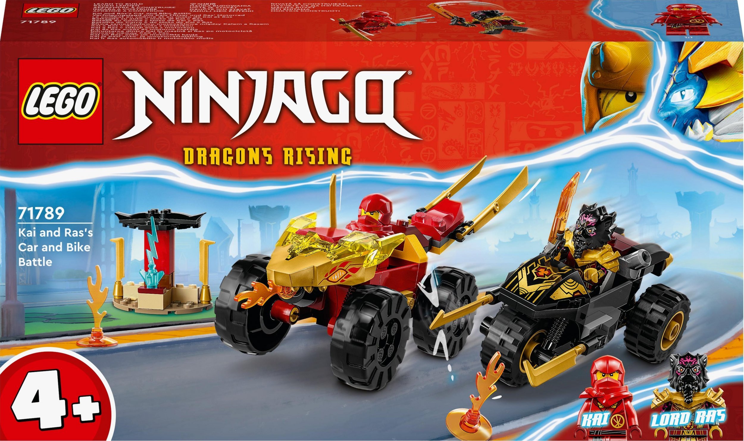 LEGO Ninjago Bitwa samochodowo-motocyklowa między Kaiem a Rasem (71789)