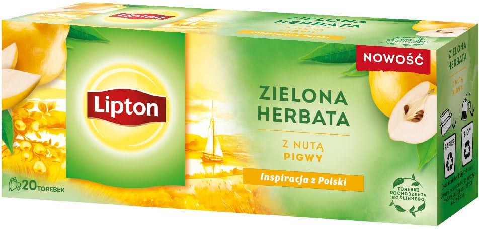 Lipton Herbata zielona Z nutą pigwy 20 torebek