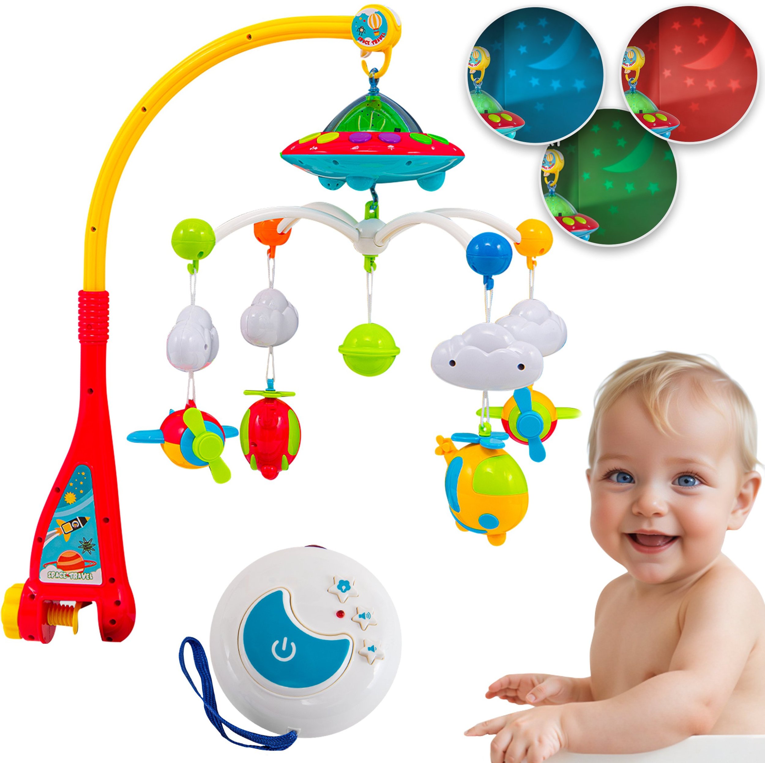 KARUZELA DO ŁÓŻECZKA NAD ŁÓŻECZKO MUZYKA Z PILOTEM