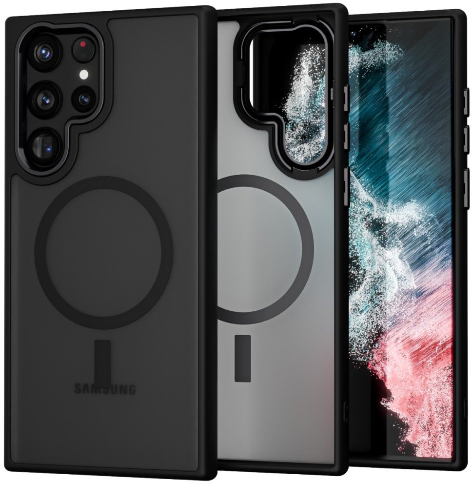 Etui matowe Supero Magmat Magsafe do Samsung Galaxy S22 Ultra, czarne