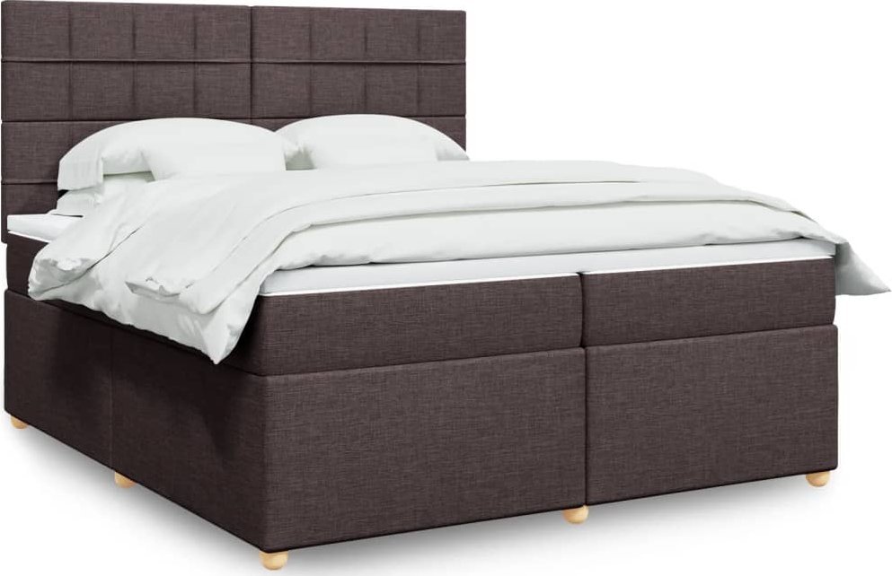 vidaXL vidaXL Łóżko kontynentalne z materacem, brązowe, tkanina, 200x200 cm