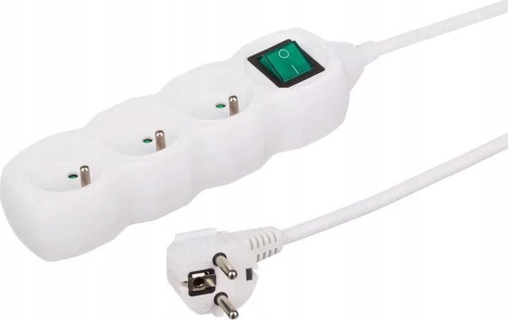 Listwa zasilająca Düwi Przedłużacz z wyłącznikiem 3 gniazda 1m Biała listwa zasilająca