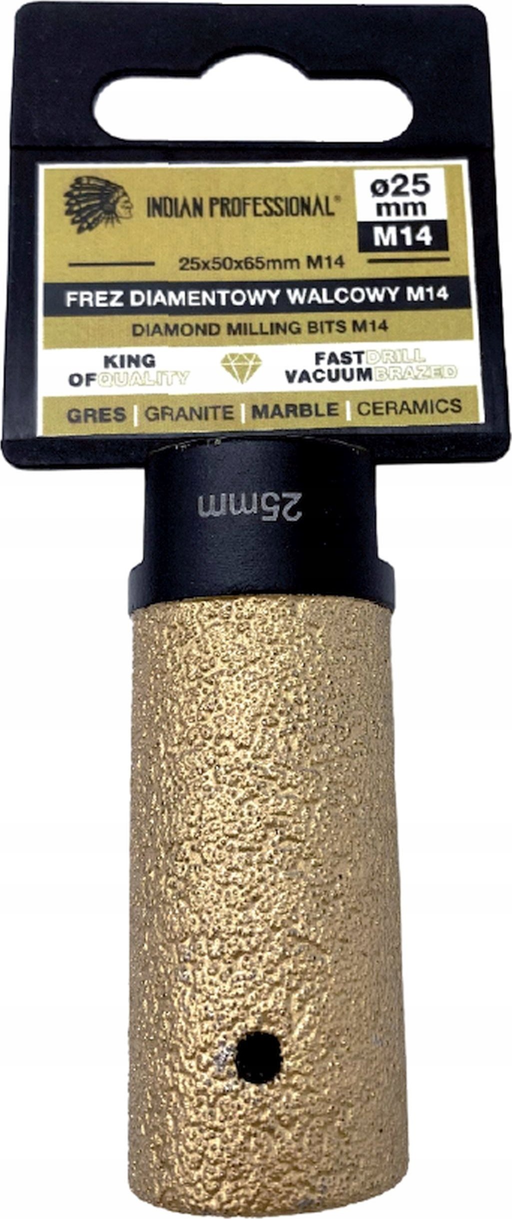 INDIAN PROFESSIONAL FREZ DIAMENTOWY WALCOWY M14 25mm /