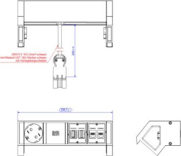 Bachmann BACHMANN DESK2 1xCEE7/3 1xHDMI 2xCAT6A