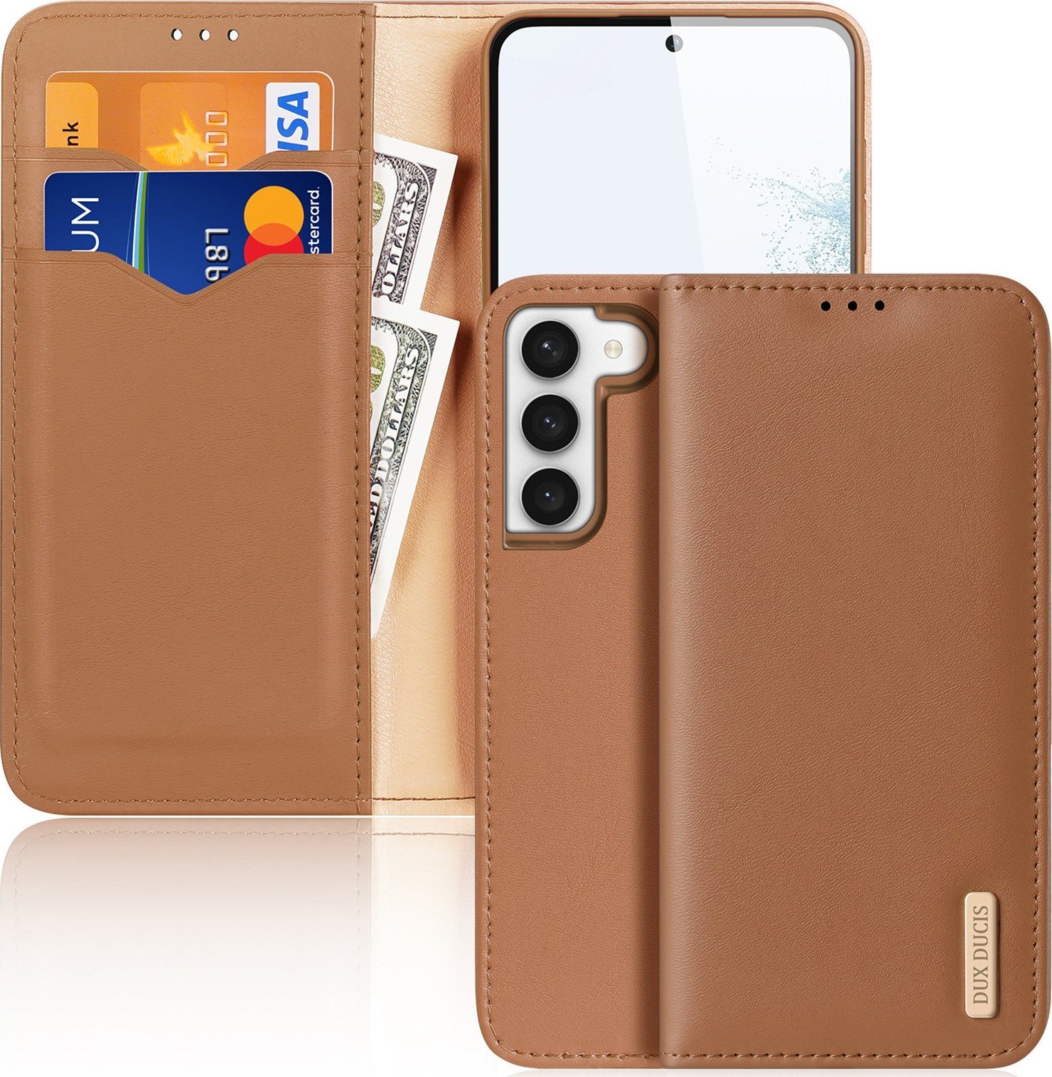 Dux Ducis Dux Ducis Hivo etui Samsung Galaxy S23 pokrowiec z klapką portfel podstawka blokada RFID brązowe