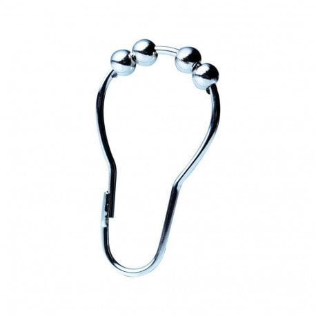 ROLLER SHOWER CURTAIN HOOKS METAL (12 PC