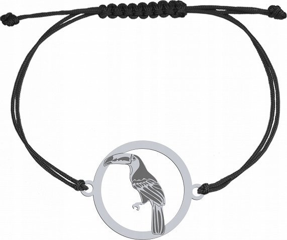 Radziszewska Jewellery Bransoletka Srebrna z Tukanem 925 Sznurek Prezent GRAWER DEDYKACJA GRATIS