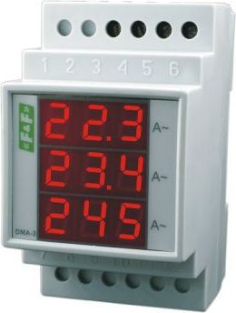 F&F Amperomierz 3-fazowy cyfrowy modułowy 0-20A dokładność 0,5% (DMA-3 20A TrueRMS)
