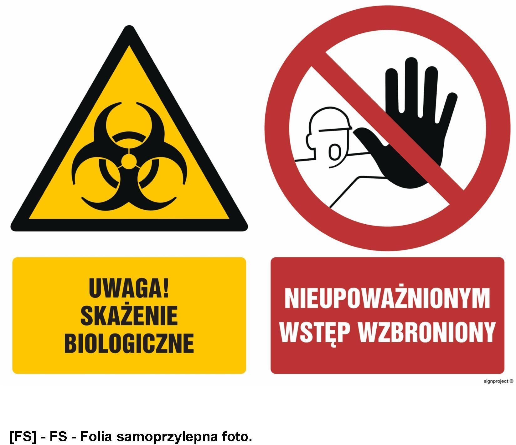 TD Systems Uwaga skażenie biologiczne, wstęp wzbroniony dla nieupoważnionych 400x300