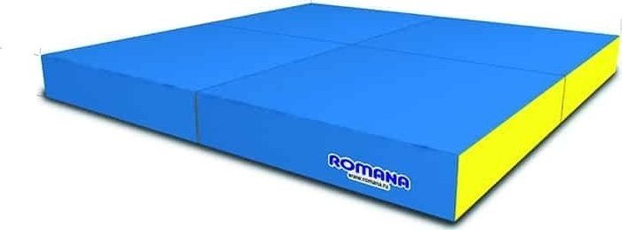 Małpiszon Składany materac pod drabinkę gimnastyczną 100x100x10 cm Kometa niebiesko-żółty