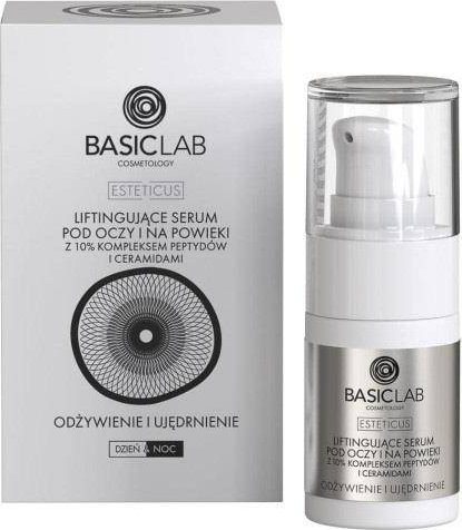 Basiclab BasicLab Esteticus liftingujące serum pod oczy i na powieki 10% kompleks peptydów i ceramidów Odżywienie i Ujędrnienie 15ml