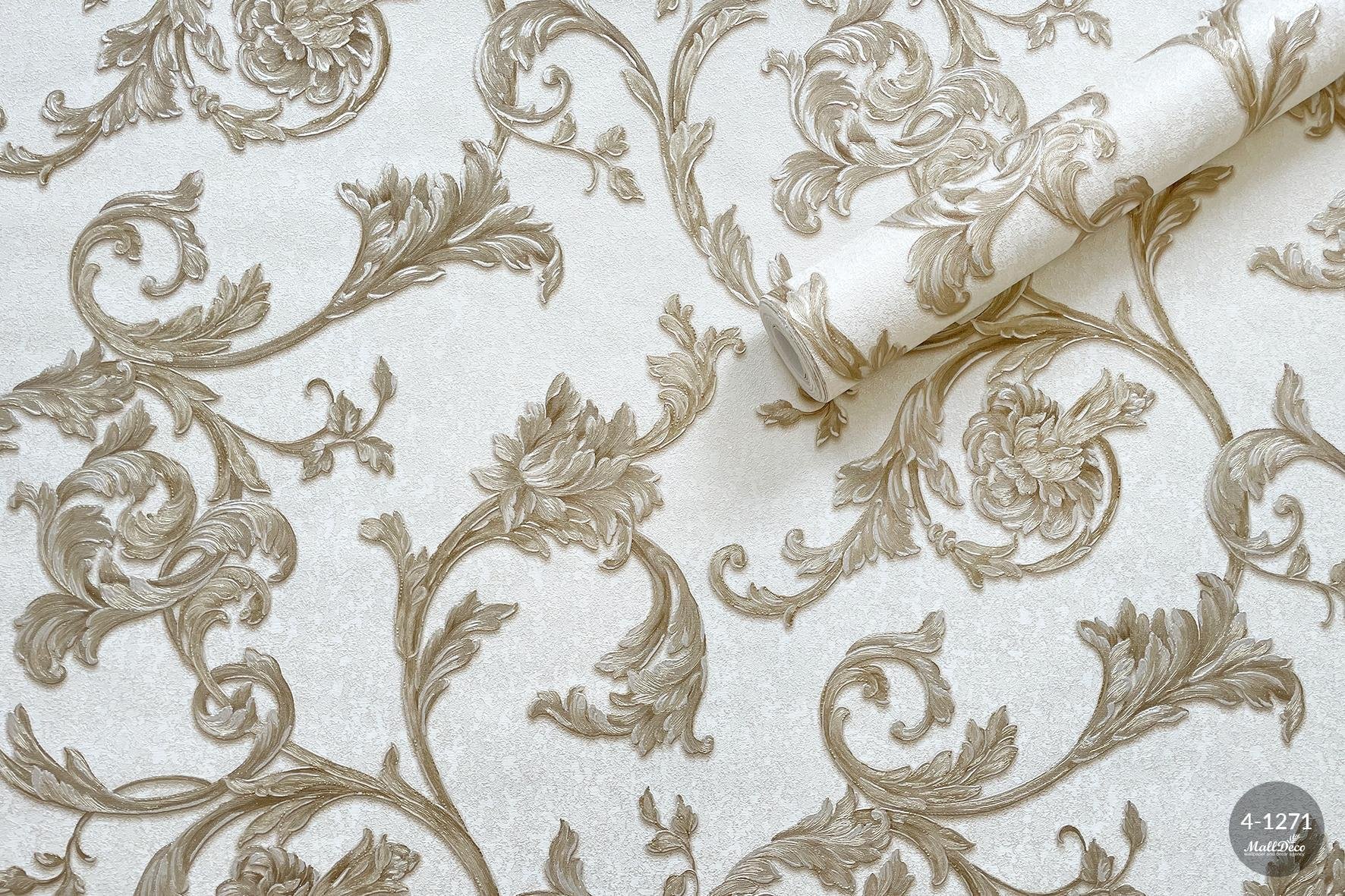 MallDeco TAPETA WINYLOWA MODEL MIRELLA PERŁOWA DEKORACJA