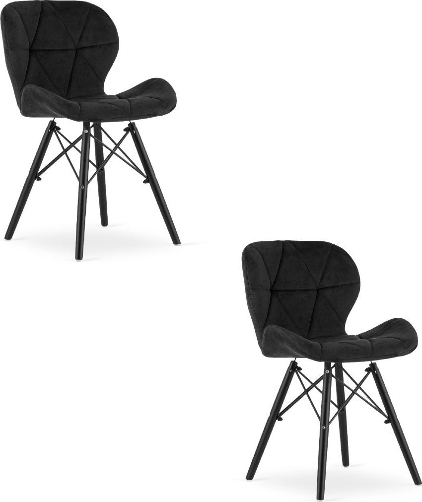 Leobert Krzesło LAGO Aksamit - czarne / nogi czarne x 2