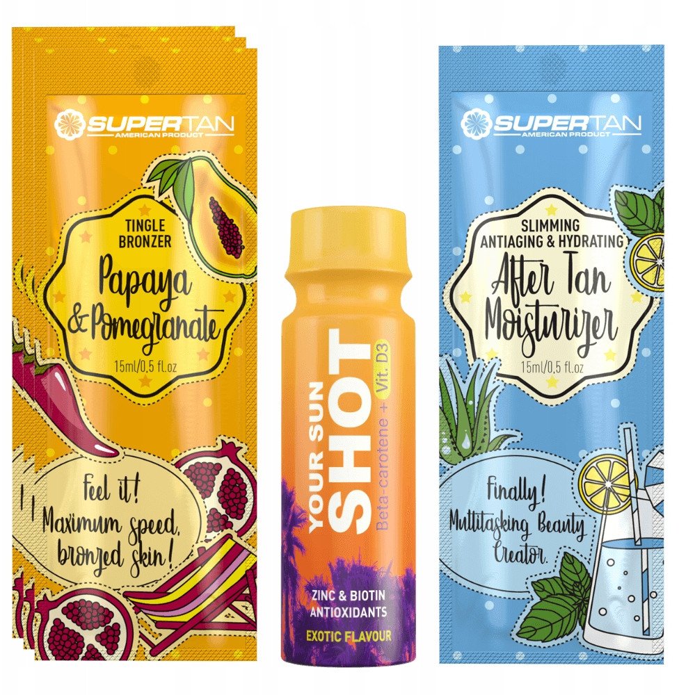Supertan Papaya & Pomegranate 3x 15ml Tingle Bronzer + Gratisy