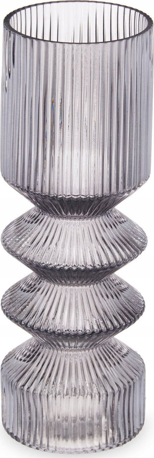 Gift Decor Szklany wazon tuba ryflowane szkło, 8 x 23 cm